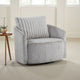 Vinnie Swivel Armchair | Gray Chenille | Large Corduroy Back Pillow