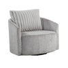 Vinnie Swivel Armchair | Gray Chenille | Large Corduroy Back Pillow