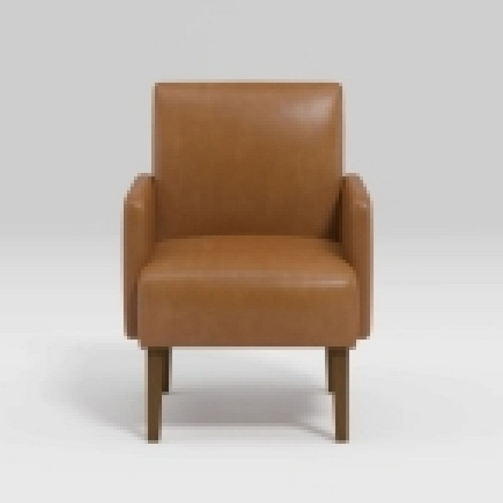 Nier Accent Club Chair | Matte Brown Faux Leather | Solid Wood Frame BM336206