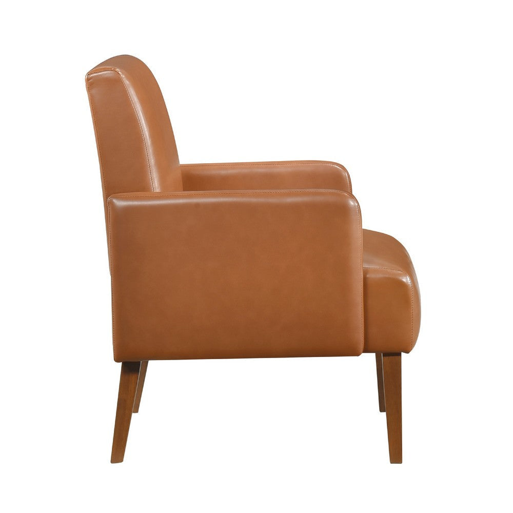 Nier Accent Club Chair | Matte Brown Faux Leather | Solid Wood Frame BM336206