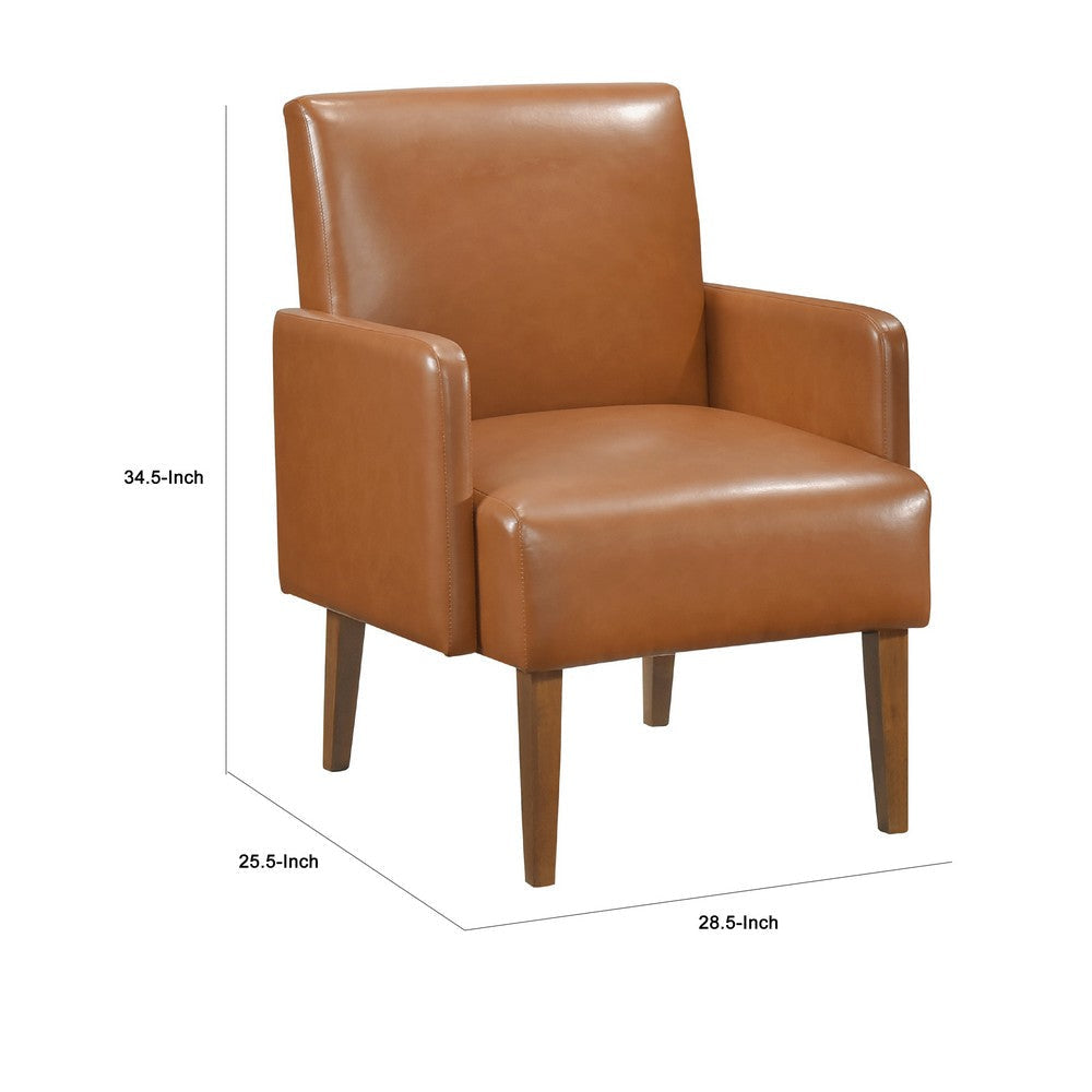 Nier Accent Club Chair | Matte Brown Faux Leather | Solid Wood Frame BM336206
