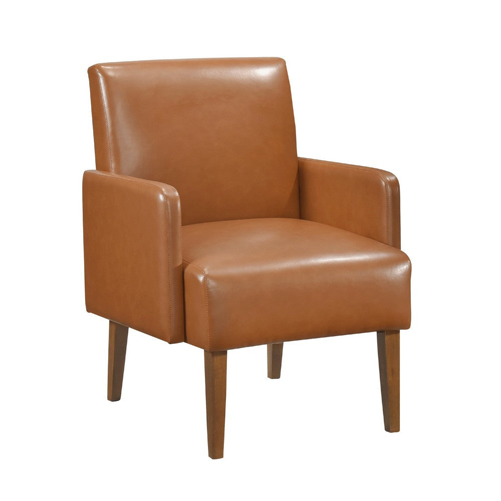 Nier Accent Club Chair | Matte Brown Faux Leather | Solid Wood Frame