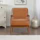 Howard Accent Club Chair | Matte Brown Faux Leather | Solid Rubberwood