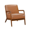 Howard Accent Club Chair | Matte Brown Faux Leather | Solid Rubberwood