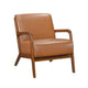 Howard Accent Club Chair | Matte Brown Faux Leather | Solid Rubberwood