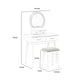 Anvy Vanity Desk Set with Mirror and Stool | 4 Drawers | Gray Wood