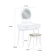 Anvy Vanity Desk Set with Mirror and Stool | 4 Drawers | White Wood