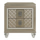 Loy Nightstand | 2 Drawers | Champagne Gold Metallic | Mirror Trim BM336213