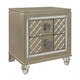 Loy Nightstand | 2 Drawers | Champagne Gold Metallic | Mirror Trim