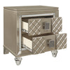 Loy Nightstand | 2 Drawers | Champagne Gold Metallic | Mirror Trim BM336213