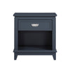 Sely Nightstand | 1 Drawer w Open Cubby | Navy Blue Wood | Ring Handle