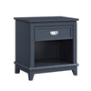 Sely Nightstand | 1 Drawer w Open Cubby | Navy Blue Wood | Ring Handle