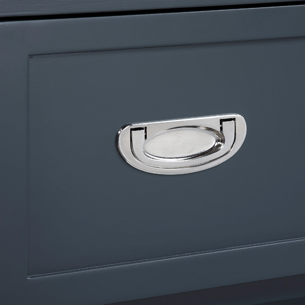 Sely Tall Dresser Chest | 5 Drawers | Navy Blue | Nickel Ring Handles