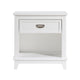 Sely Nightstand | 1 Drawer w Open Cubby | White Wood | Ring Handle