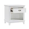 Sely Nightstand | 1 Drawer w Open Cubby | White Wood | Ring Handle