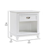 Sely Nightstand | 1 Drawer w Open Cubby | White Wood | Ring Handle