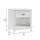 Sely Nightstand | 1 Drawer w Open Cubby | White Wood | Ring Handle