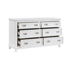 Sely Dresser | 55’’ | 6 Drawers | White Wood | Nickel Ring Handles BM336220