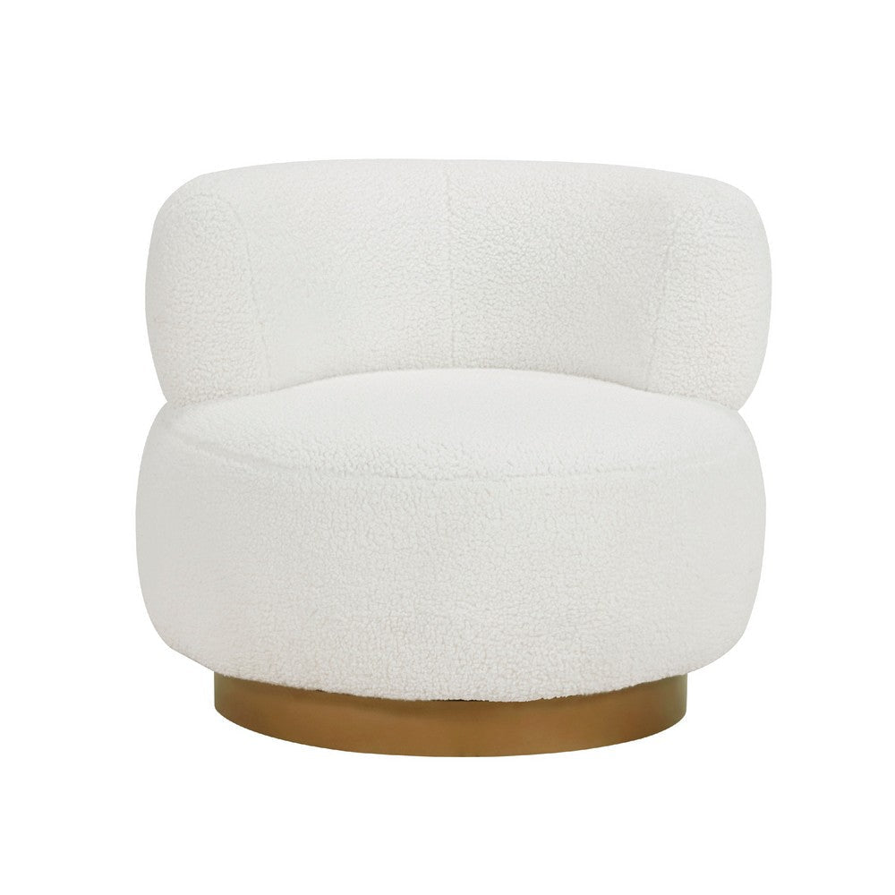 Novy Accent Chair with Swivel Function | White Sherpa | Gold | 35’’ BM336222