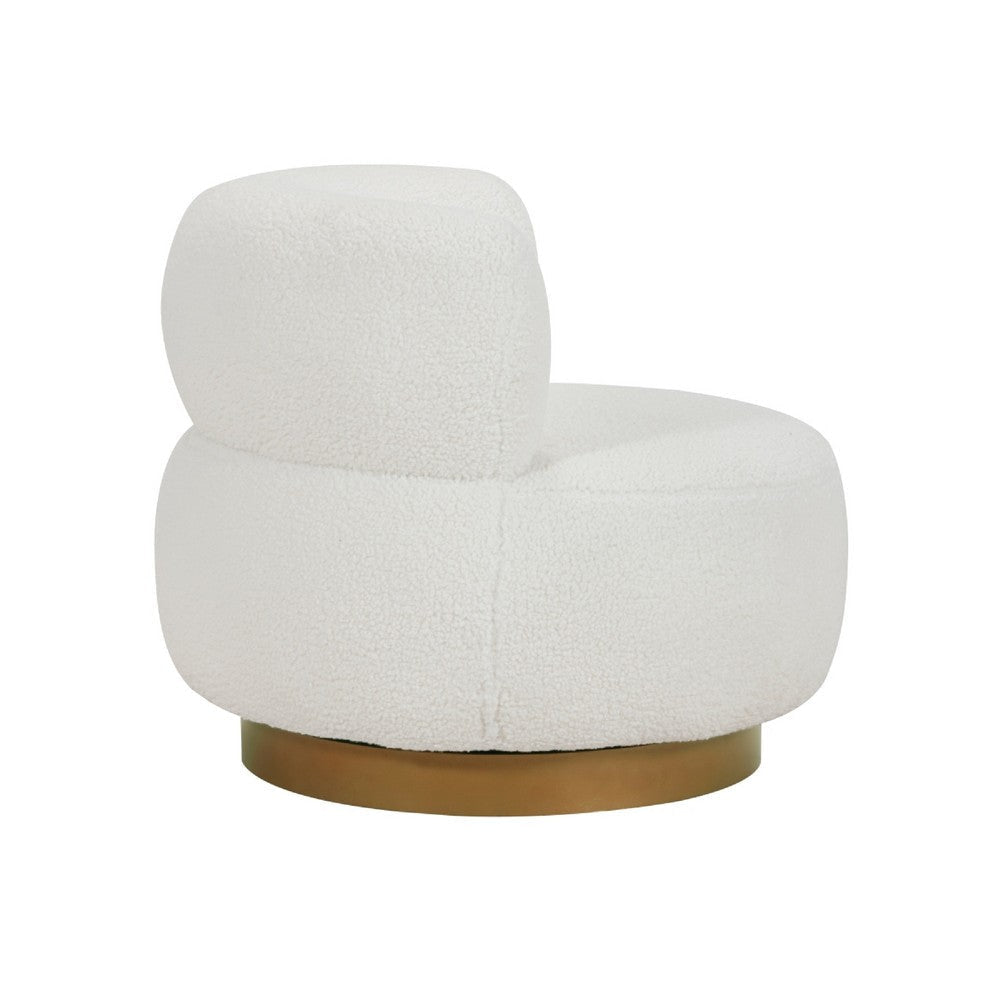 Novy Accent Chair with Swivel Function | White Sherpa | Gold | 35’’ BM336222