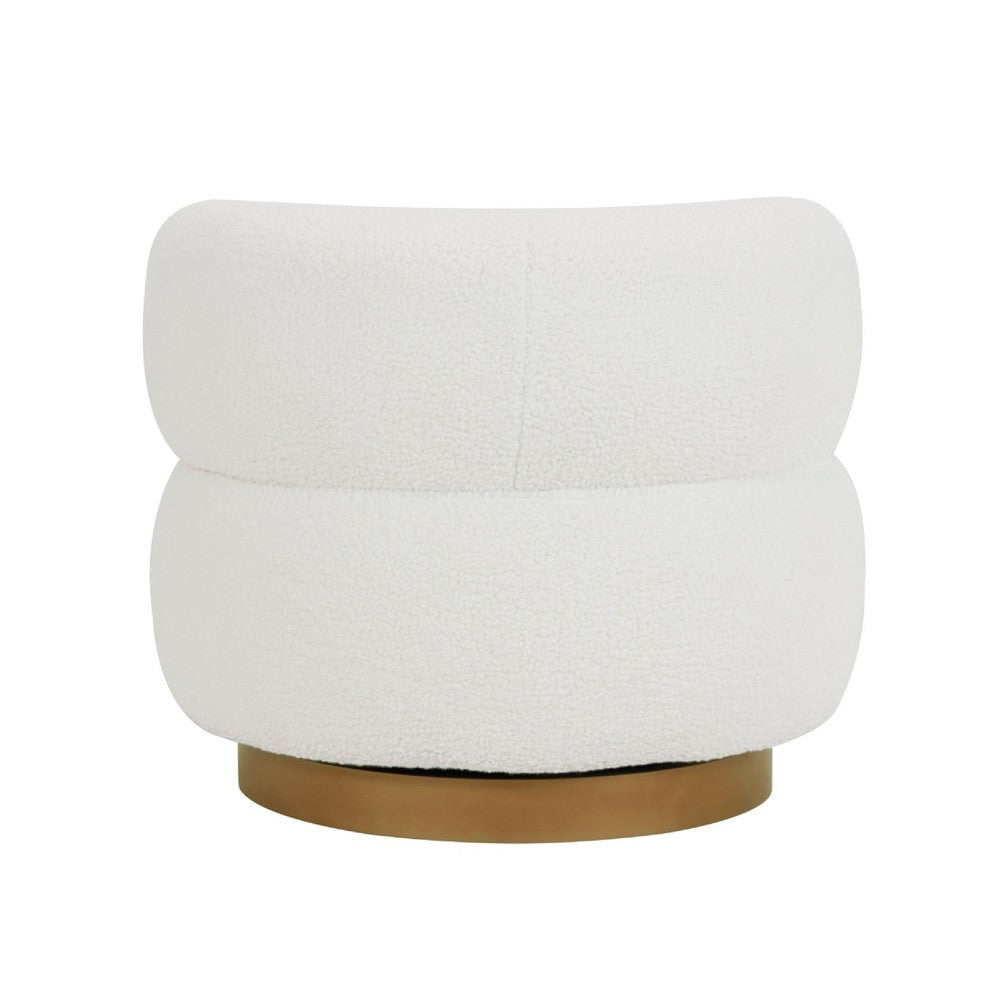 Novy Accent Chair with Swivel Function | White Sherpa | Gold | 35’’ BM336222