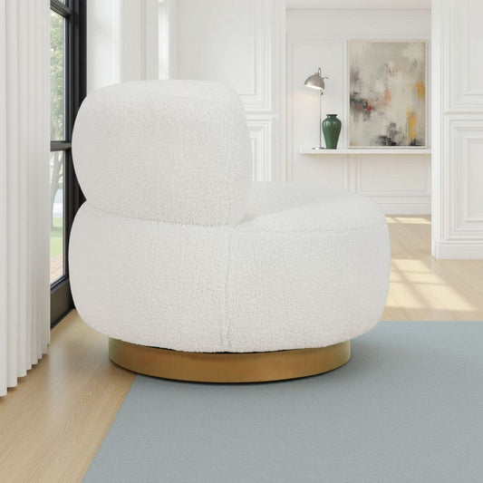 Novy Accent Chair with Swivel Function | White Sherpa | Gold | 35"