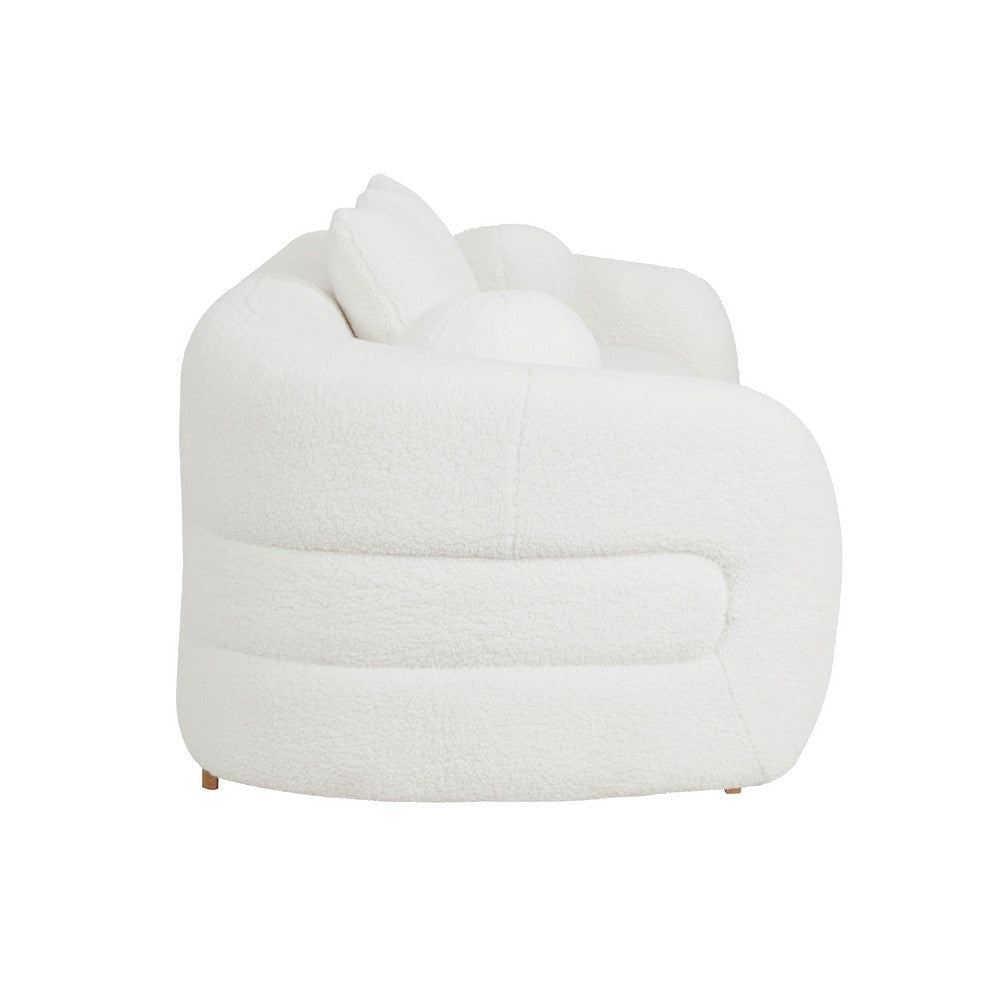Novy Sofa | 4 Accent Pillows | White Sherpa | Gold | 93’’ BM336224
