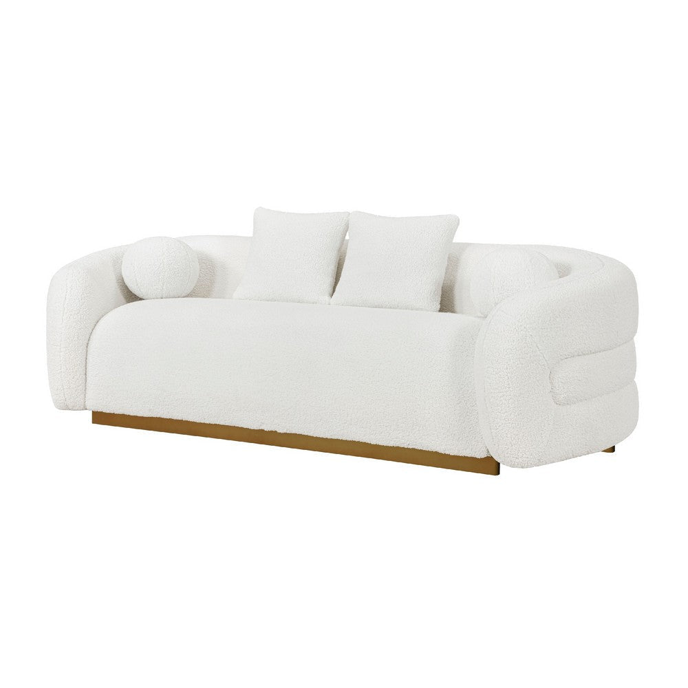 Novy Sofa | 4 Accent Pillows | White Sherpa | Gold | 93’’ BM336224