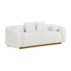 Novy Sofa | 4 Accent Pillows | White Sherpa | Gold | 93"