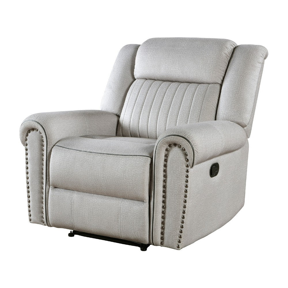 Ben Manual Reclining Chair | 41’’ | Gray Microfiber | Nailhead Trims BM336231