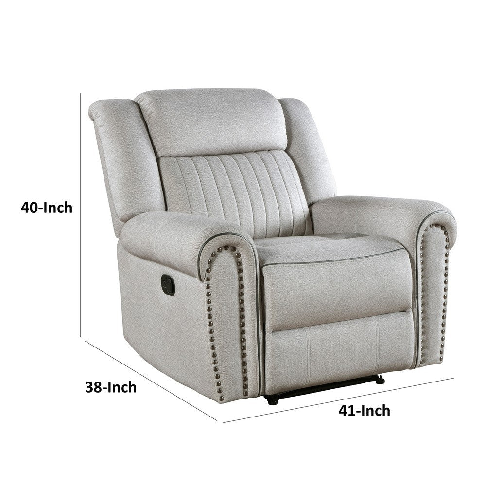 Ben Manual Reclining Chair | 41’’ | Gray Microfiber | Nailhead Trims BM336231