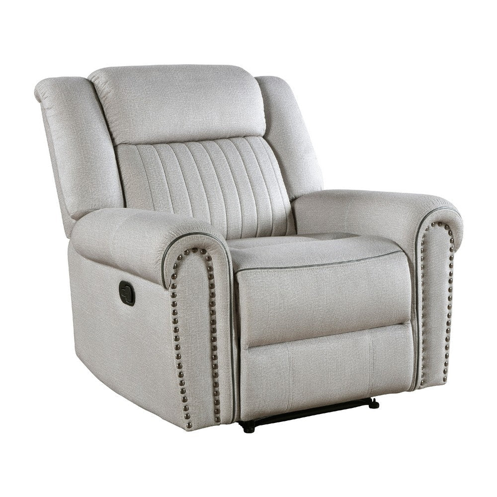 Ben Manual Reclining Chair | 41" | Gray Microfiber | Nailhead Trims