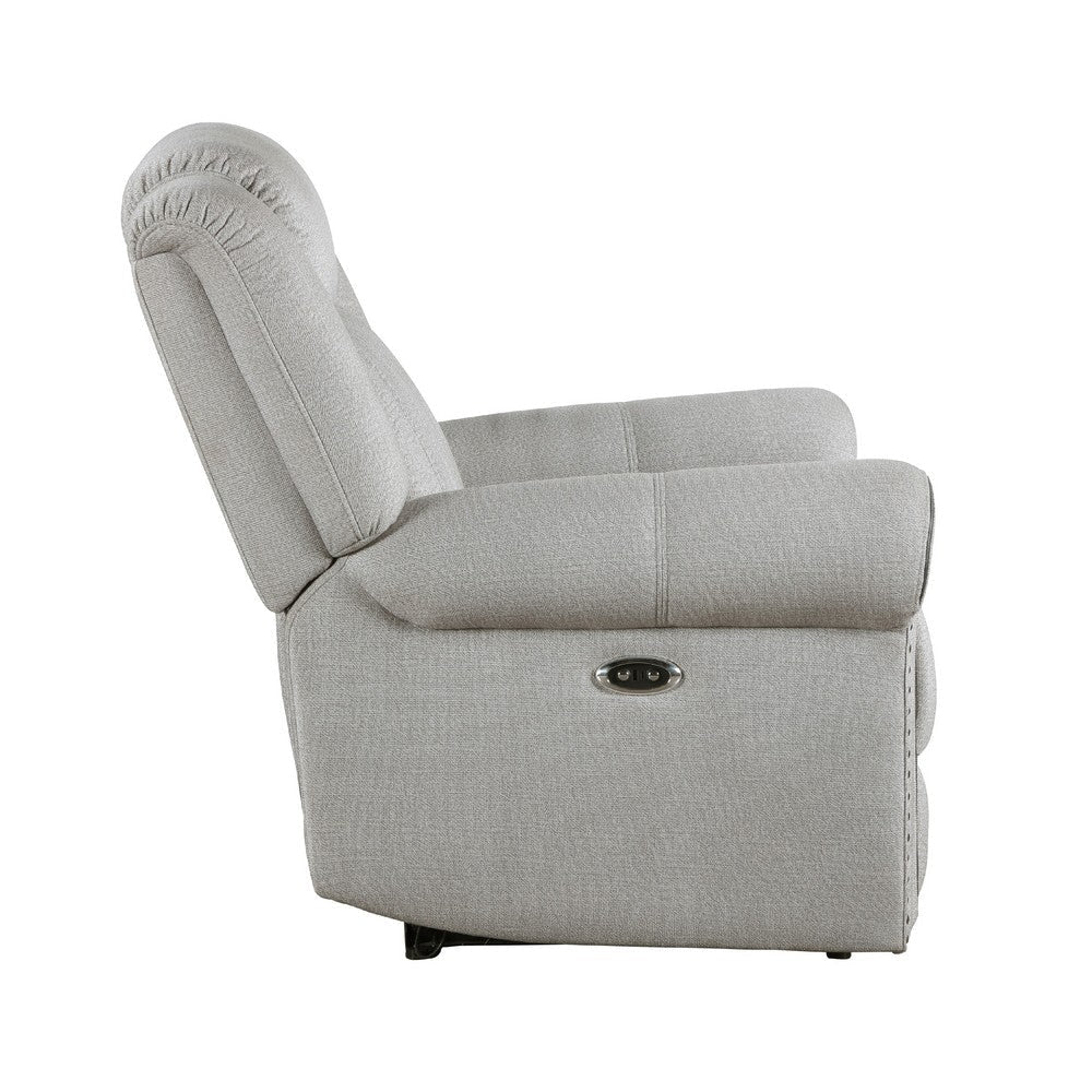 Ben Power Reclining Chair | 41’’ | Gray Microfiber | Nailhead Trims BM336232
