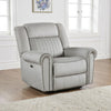 Ben Power Reclining Chair | 41" | Gray Microfiber | Nailhead Trims