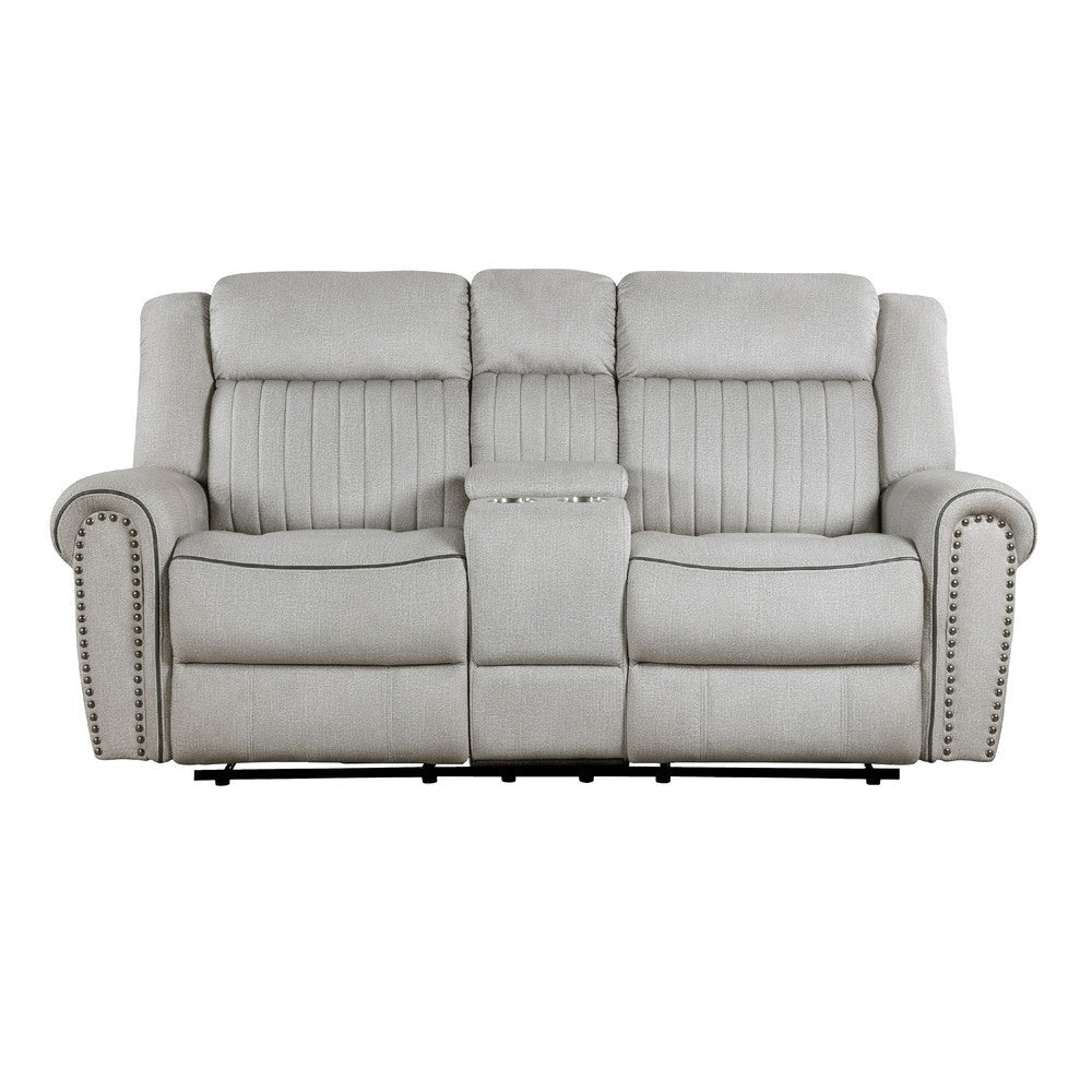Ben Manual Reclining Loveseat | 76’’ | Gray Microfiber | Nailhead Trim BM336233