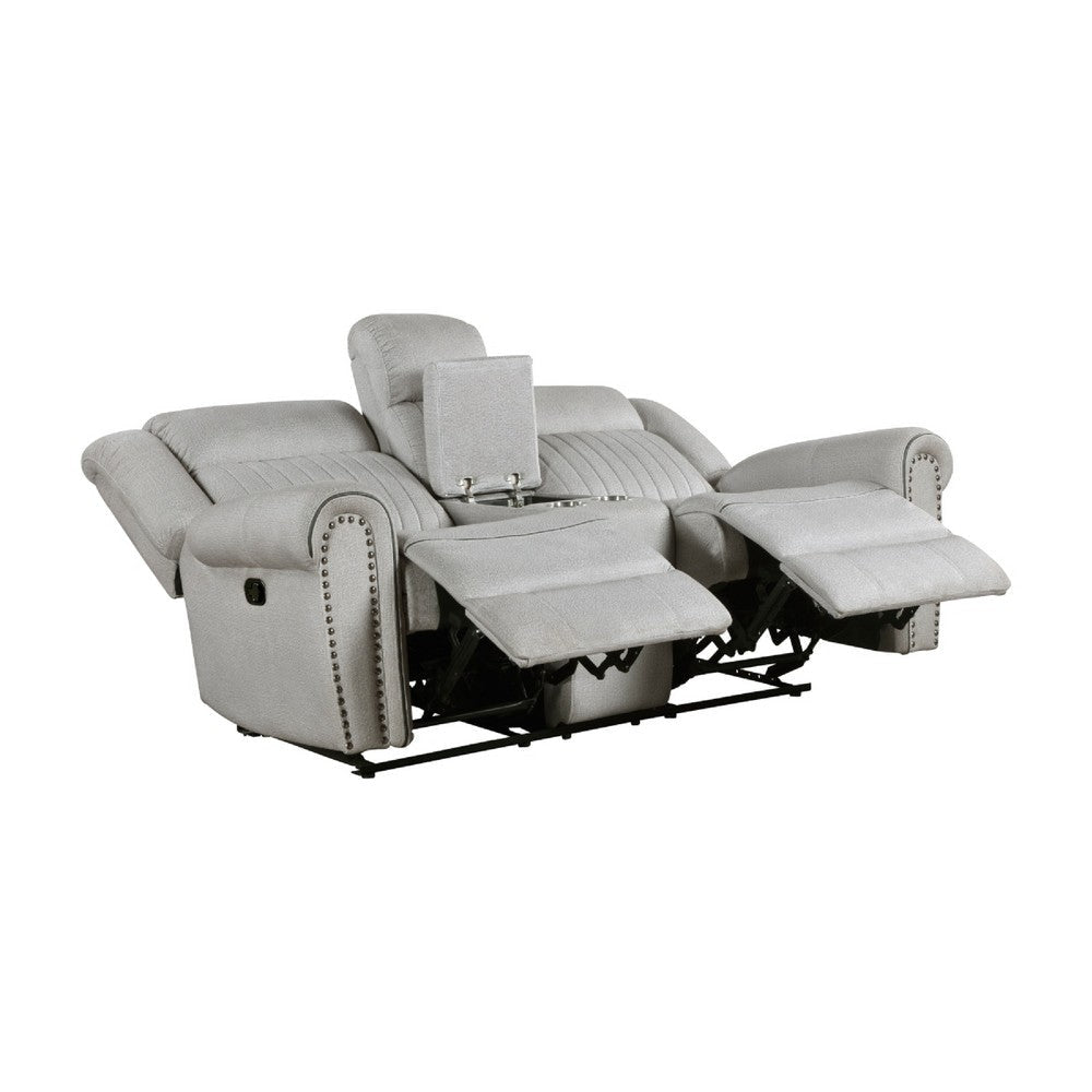 Ben Manual Reclining Loveseat | 76’’ | Gray Microfiber | Nailhead Trim BM336233