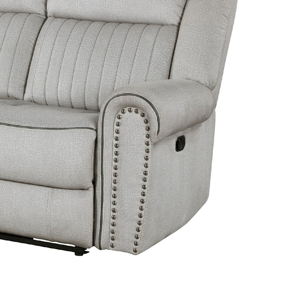 Ben Manual Reclining Sofa | 89’’ | Gray Microfiber | Nailhead Trims BM336235