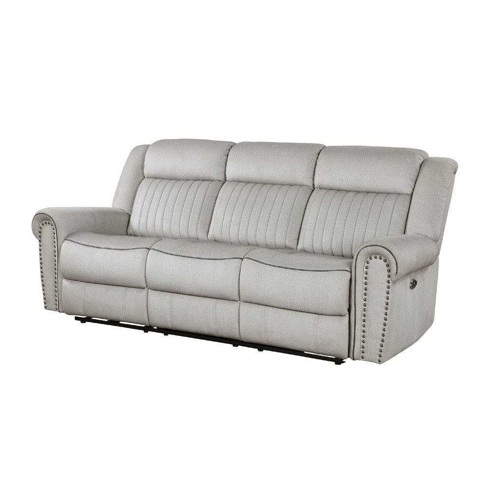 Ben Power Reclining Sofa | 89’’ | Gray Microfiber | Nailhead Trims BM336236