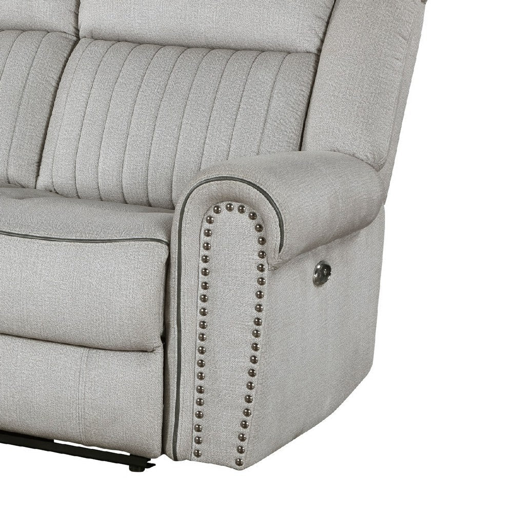 Ben Power Reclining Sofa | 89’’ | Gray Microfiber | Nailhead Trims BM336236