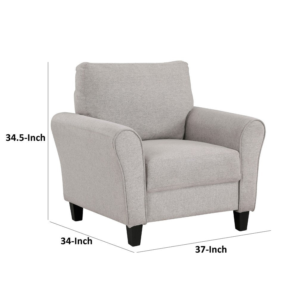Leroi Accent Chair | 37’’ | Gray Fabric and Round Flared Armrests BM336237