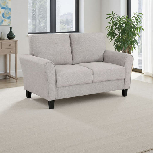 Leroi Loveseat | 58" | Gray Fabric and Round Flared Armrests
