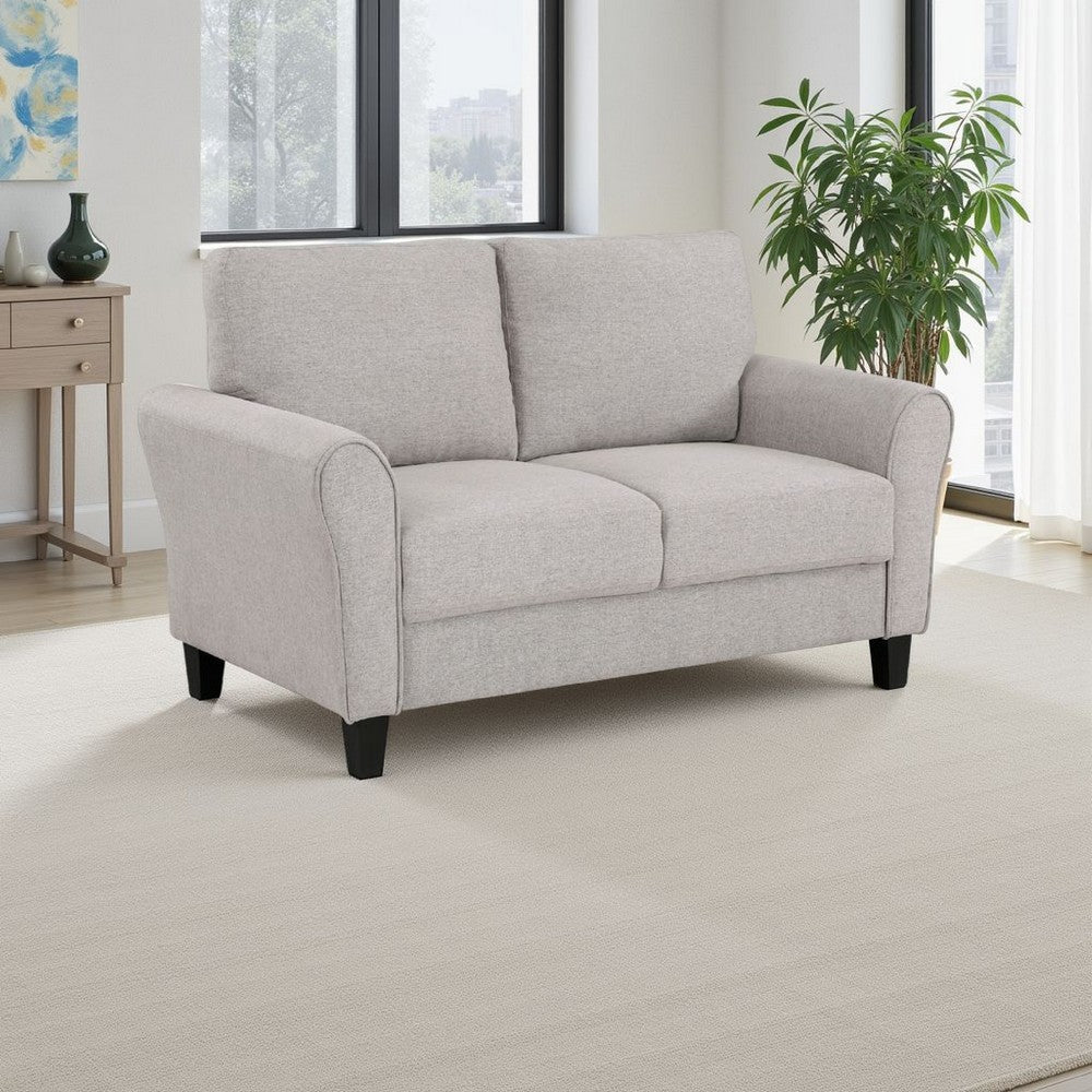 Leroi Loveseat | 58" | Gray Fabric and Round Flared Armrests