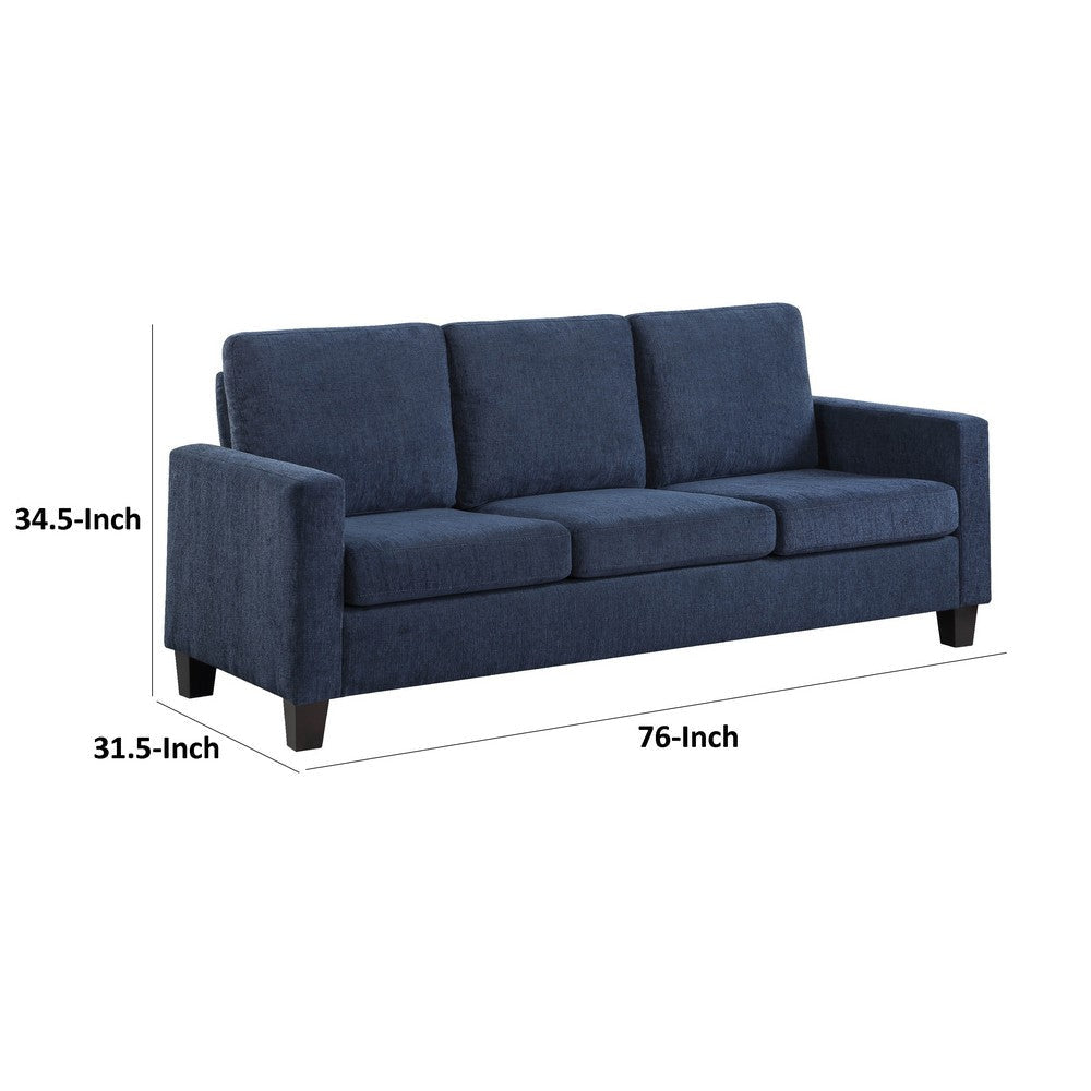 Mihi Sofa | Blue Chenille | 76’’ | Black Tapered Wood Legs BM336242