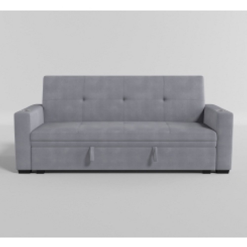 Convertible Sofa | Gray Tufted Velvet Back | USB Charging Ports | 84’’ BM336246