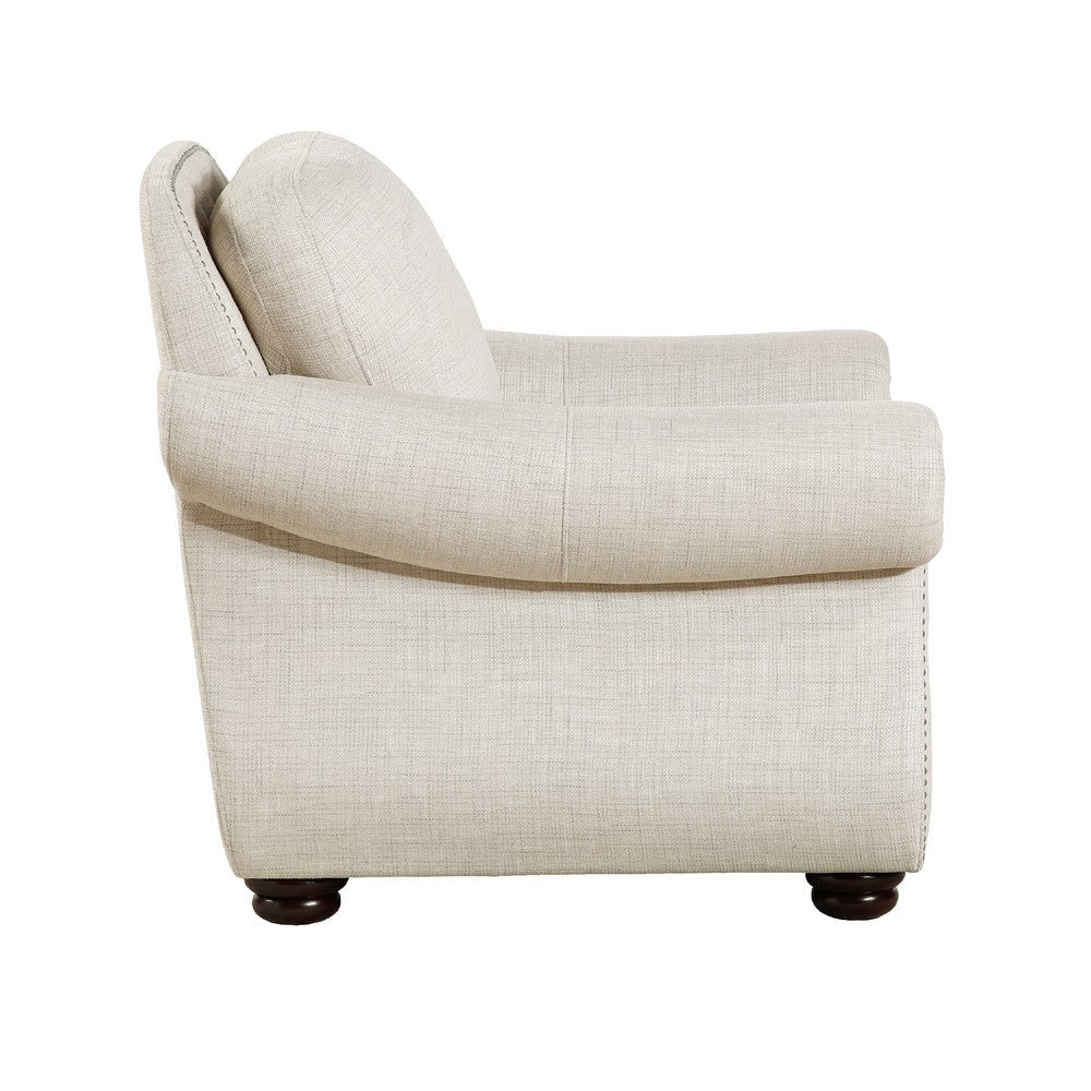 Boro 42’’ Sofa Armchair | Soft Beige | Armrests w Nailhead Trims BM336247
