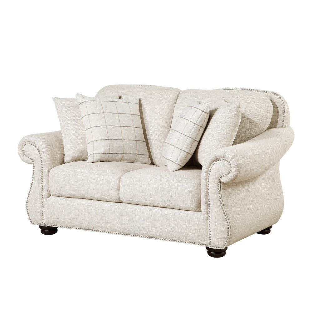 Boro Loveseat with 4 Accent Pillows | 64’’ | Beige Fabric BM336248