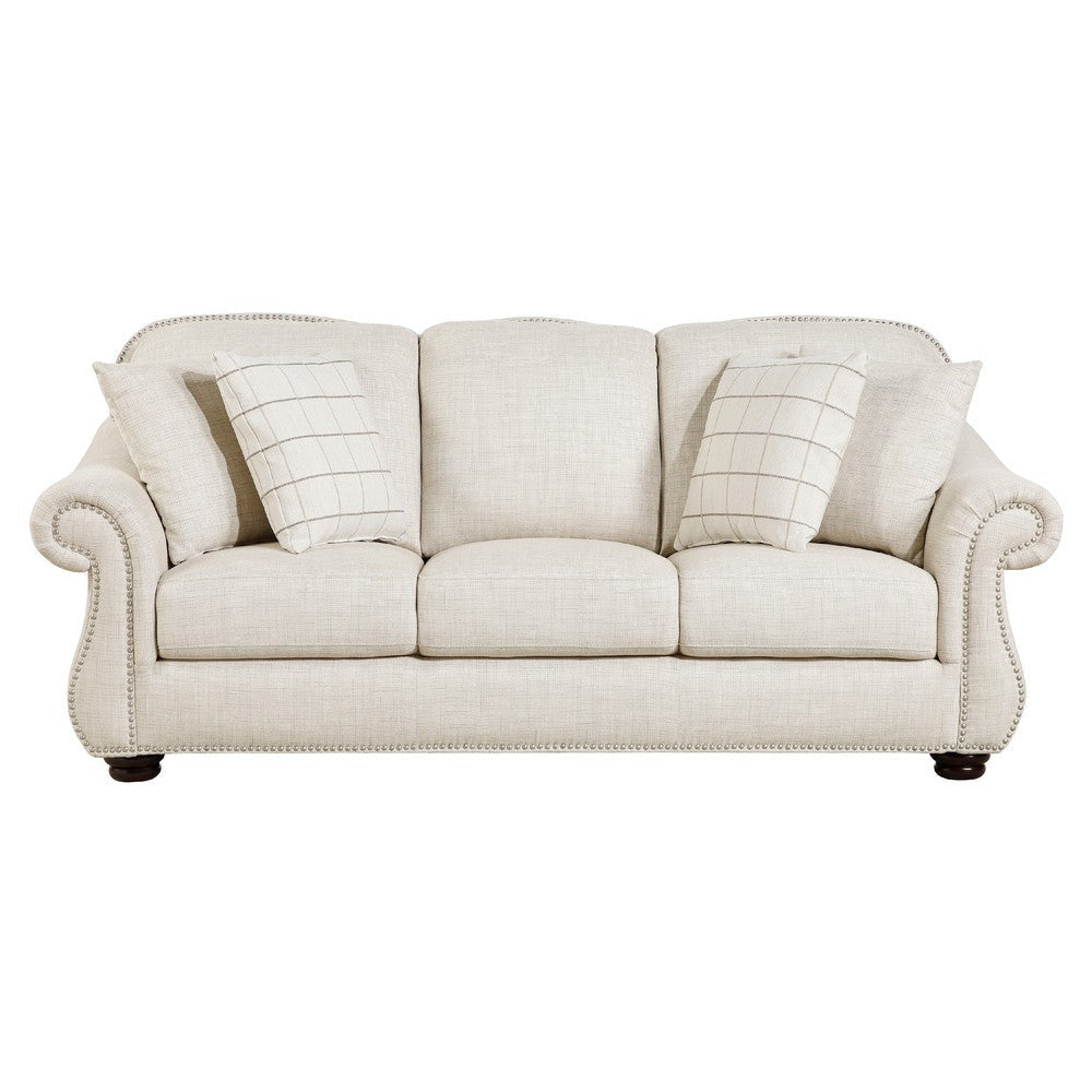 Boro Sofa with 4 Accent Pillows 85’’ | Plush Beige Fabric BM336249