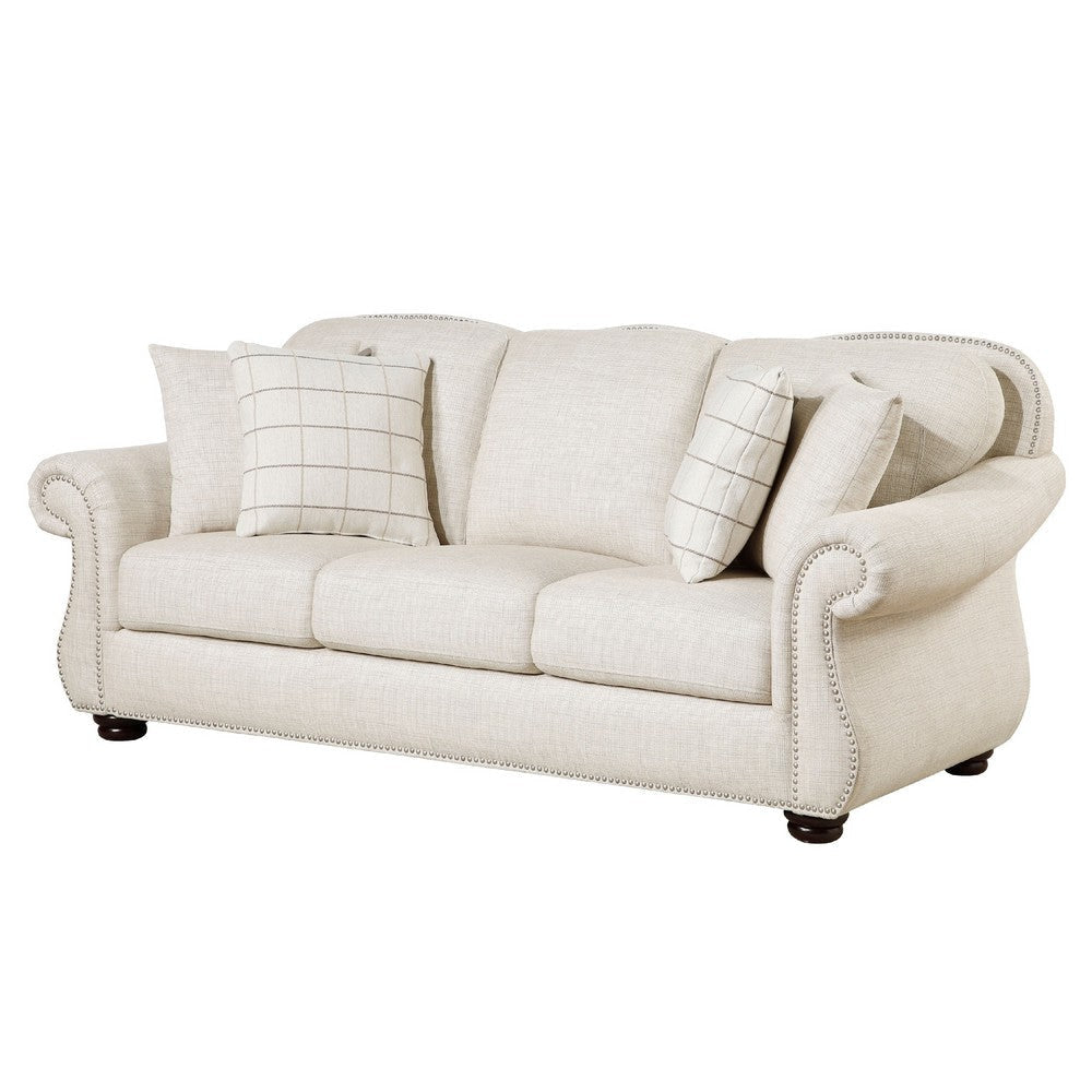 Boro Sofa with 4 Accent Pillows 85’’ | Plush Beige Fabric BM336249