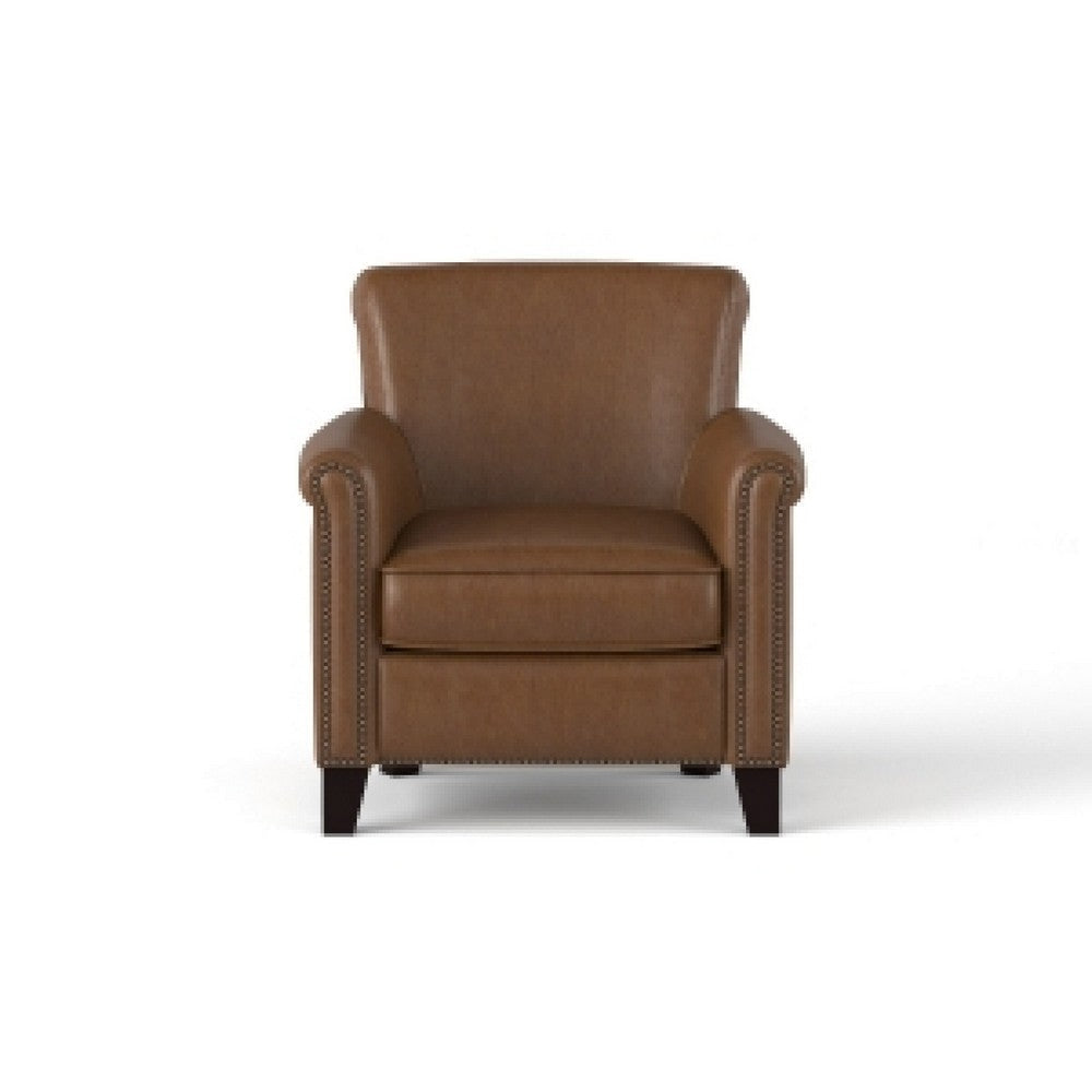 Tria Sofa Accent Chair | Brown Faux Leather | Nailhead Trim | 32’’ BM336250