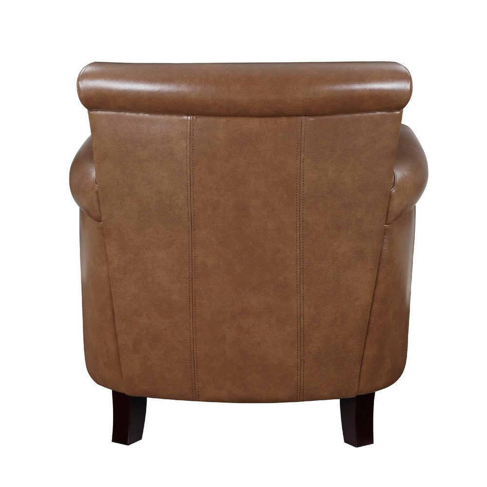 Tria Sofa Accent Chair | Brown Faux Leather | Nailhead Trim | 32’’ BM336250